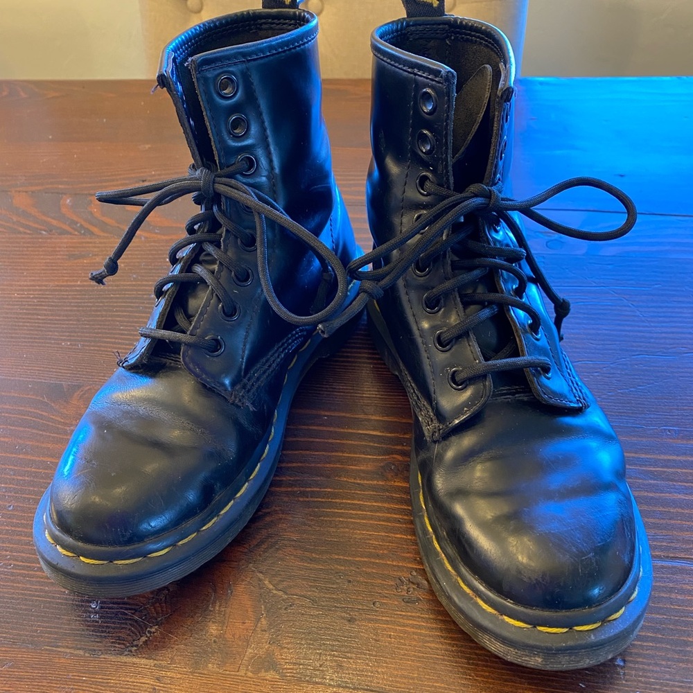 Dr. Martens Black Combat Boots with Air-Cushioned Sole